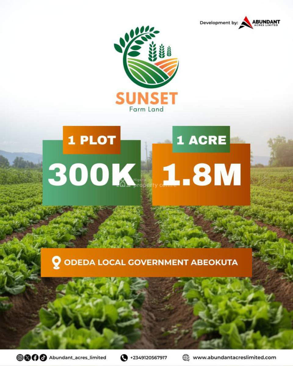 Sunset Farm Land -- Virgin Farmland, Odeda Local Government, Abeokuta North, Ogun, Industrial Land for Sale
