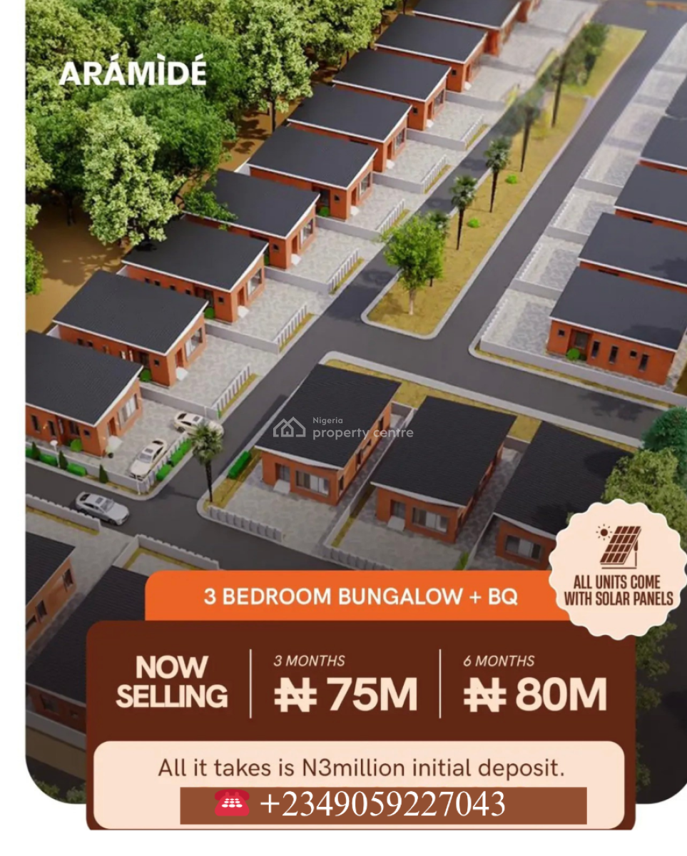 Introducing Aramide Bungalows. 3 Bedroom Bungalow with a Bq, Solar, Close to The Lekki Proposed International Airport, Ibeju Lekki, Lagos, Detached Bungalow for Sale