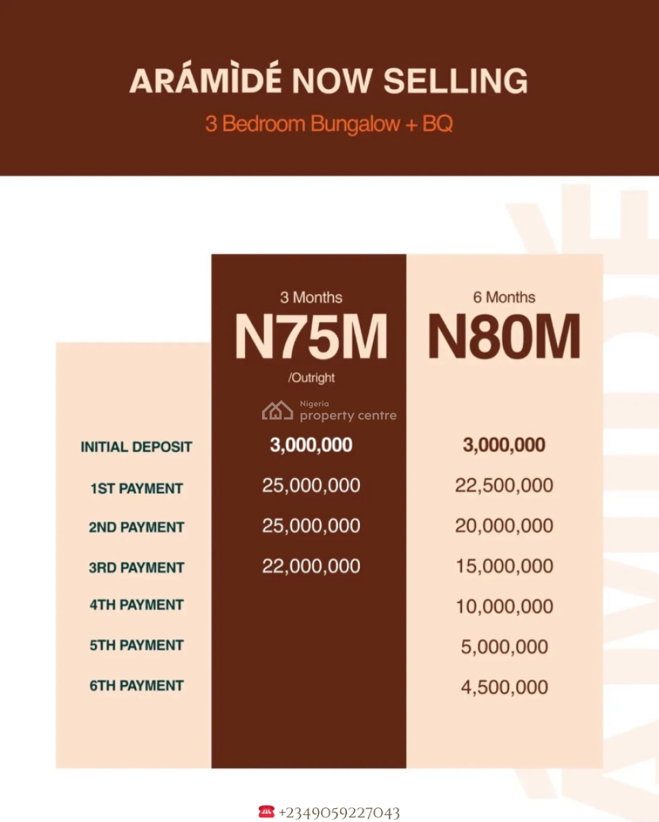 Introducing Aramide Bungalows. 3 Bedroom Bungalow with a Bq, Solar, Close to The Lekki Proposed International Airport, Ibeju Lekki, Lagos, Detached Bungalow for Sale