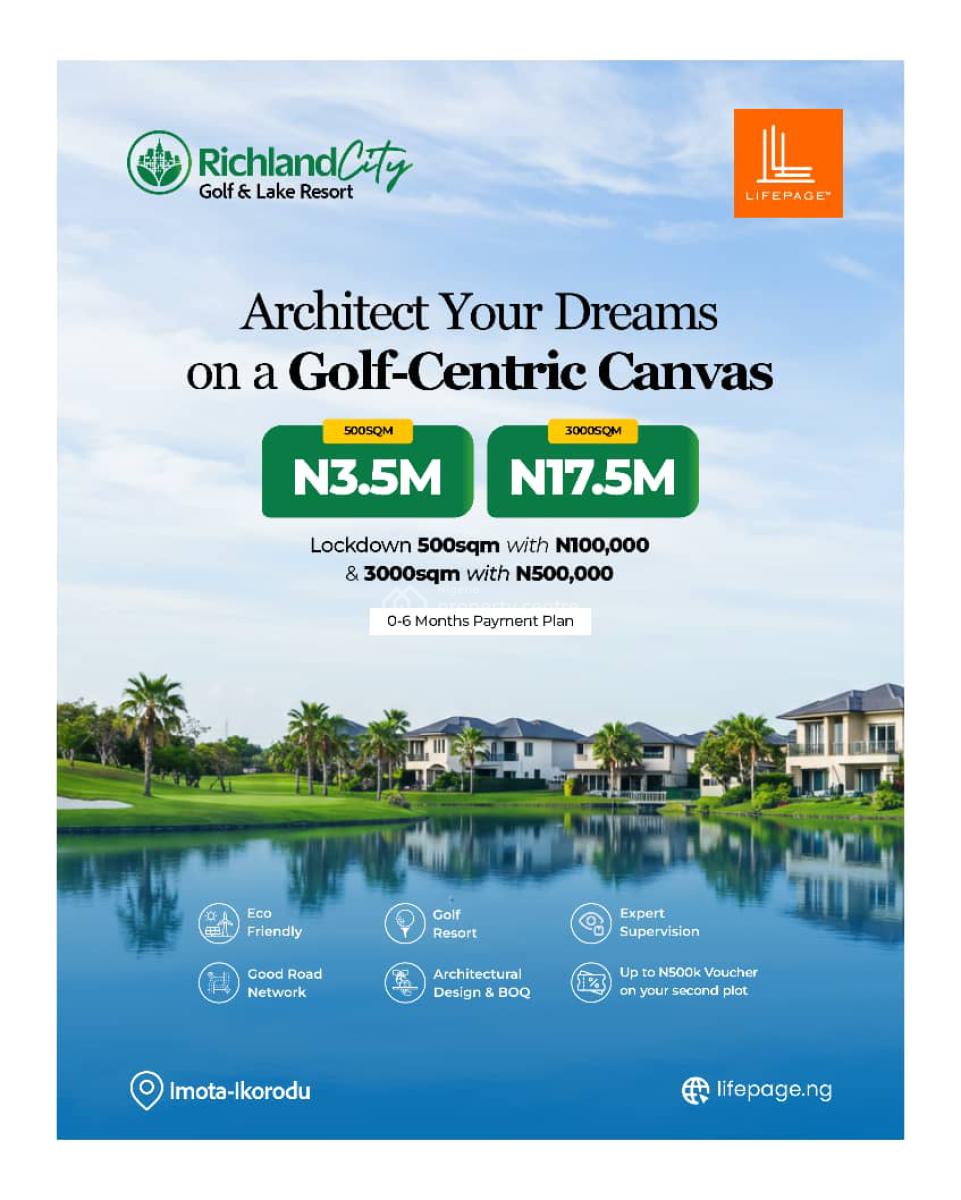 Land with Registered Survey at Richland City Golf &lake Resort Imota, in Close Proximity to  Imota Rice Mill and  Sagamu  Mile12 Market Town, Imota, Ikorodu, Lagos, Residential Land for Sale