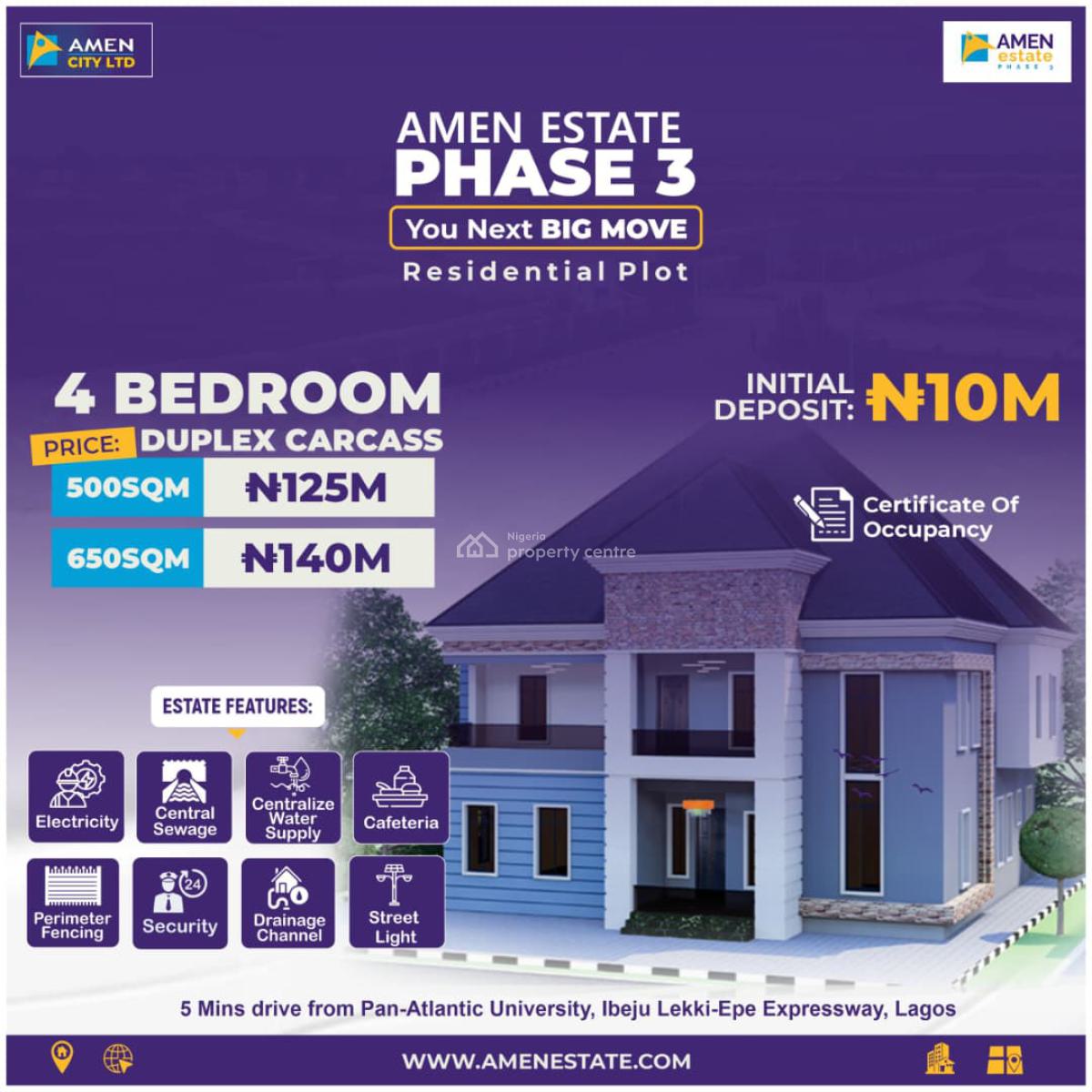 Carcass Duplexes in Amen Estate Phase 3, Along Lekki-epe Expressway, Ibeju Lekki, Lagos, Detached Duplex for Sale