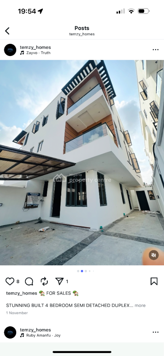 Stunningly Built 4 Bedrooms Semi Detached Duplex with 2 Rooms Bq, Adeniyi Jones, Ikeja, Lagos, Semi-detached Duplex for Sale