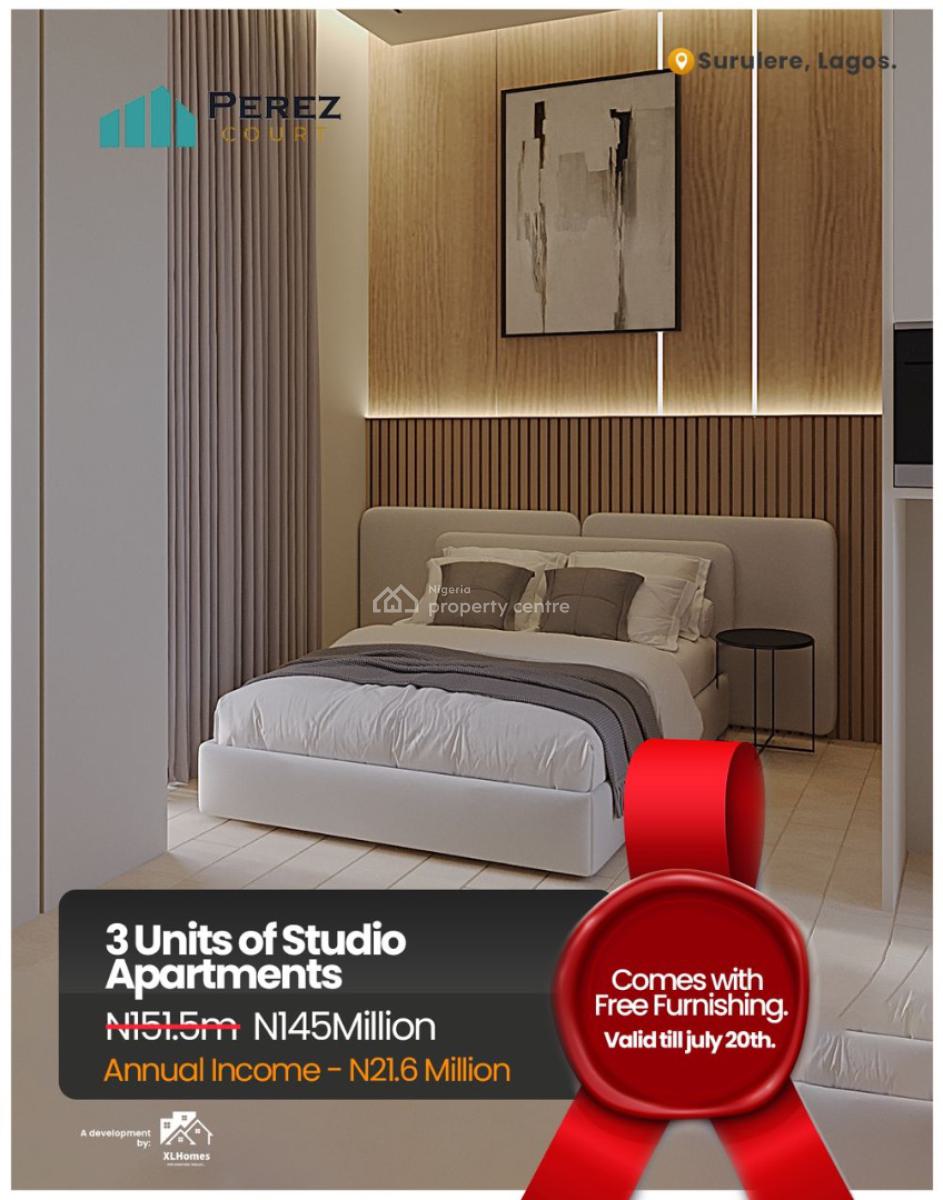 Secure a Luxury Apartment in Perez Court and Tap Into Investment, Earn Passive Income Over 5m per Annum Through Shortlet Investment, Surulere, Lagos, Self Contain (single Rooms) for Sale