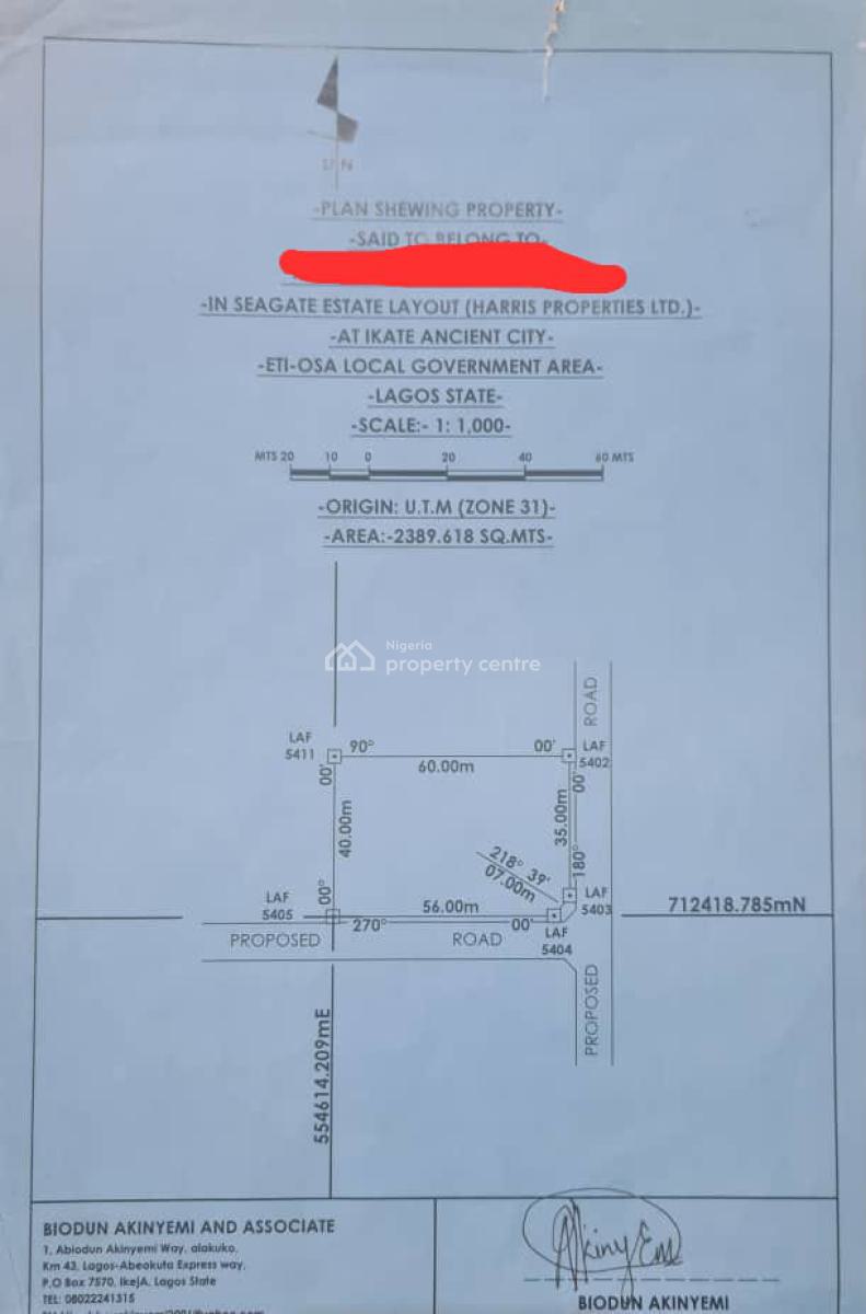 Bare Land of Approximately 2,389sqm, Inside Seagate Estate Kusenla Road, Ikate Elegushi, Lekki, Lagos, Mixed-use Land Joint Venture