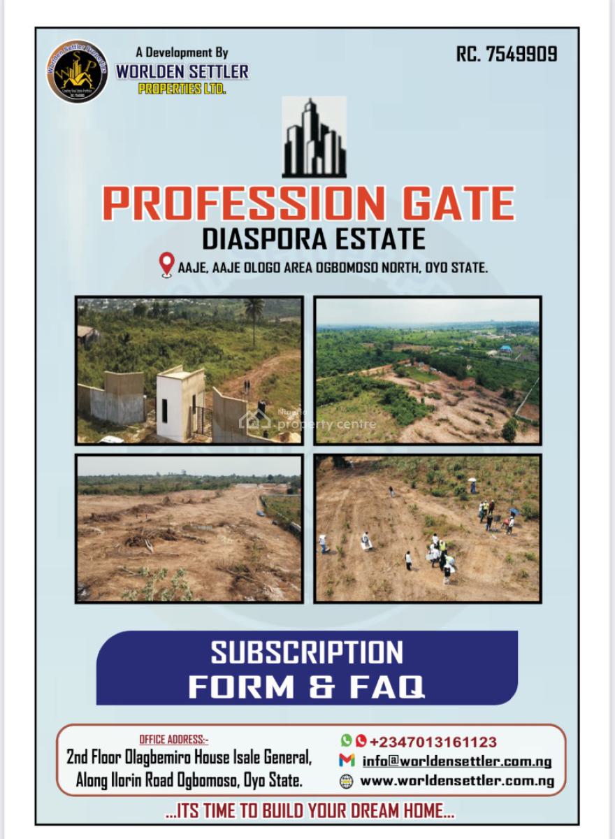 Profession Gate Diaspora Estate, Aaje Ologo, Ogbomoso, Ogbomosho North, Oyo, Residential Land for Sale