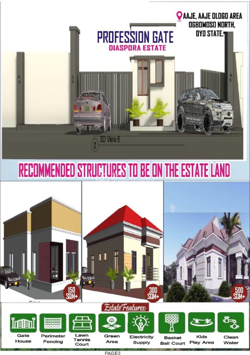 Profession Gate Diaspora Estate, Aaje Ologo, Ogbomoso, Ogbomosho North, Oyo, Residential Land for Sale