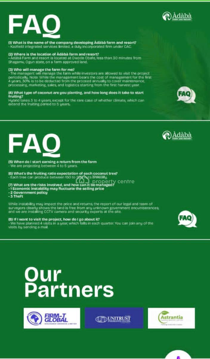 1 Acre Coconut Farm Land, Owode, Obafemi Owode, Ogun, Commercial Land for Sale