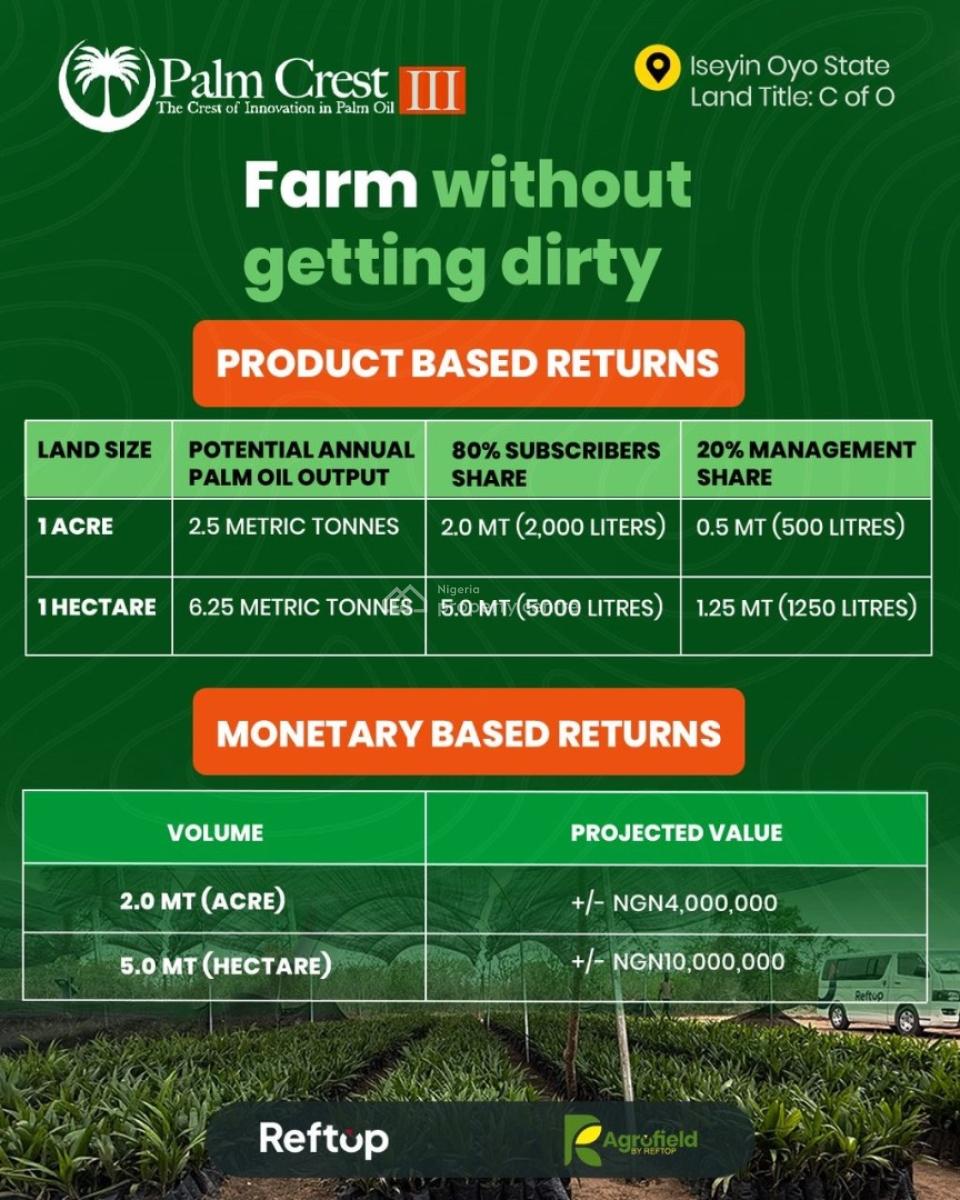 1 Acre of Palm Oil Farm Land, Iseyin, Ibadan, Oyo, Commercial Land for Sale
