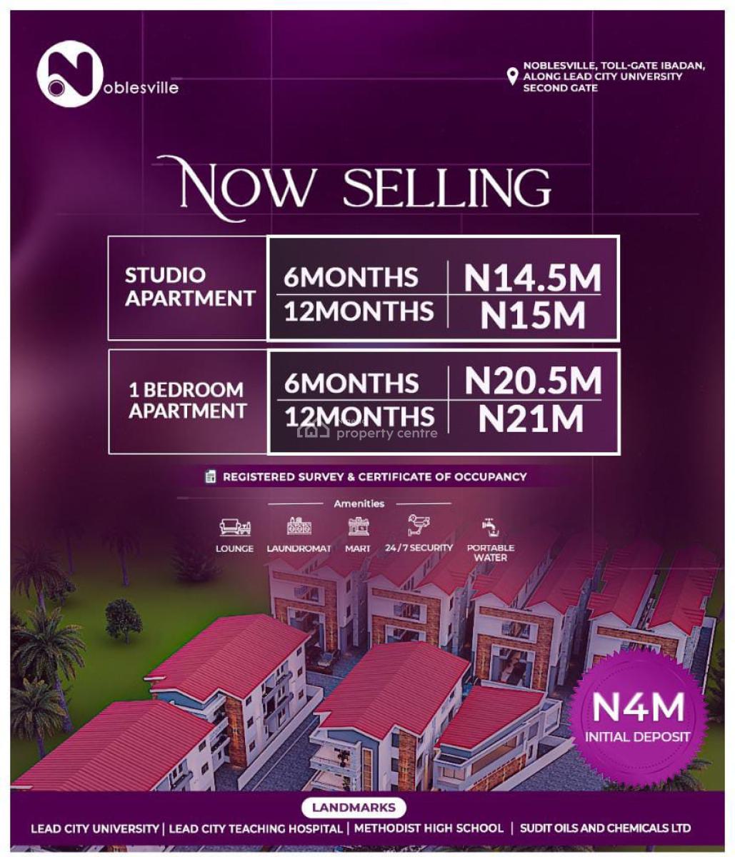 Luxury Smart Studio Apartment on Payment Plane and Outright, Noblesville,toll Gate Ibadan Along Lead City University Second Gate, Ibadan, Oyo, Self Contain (single Rooms) for Sale