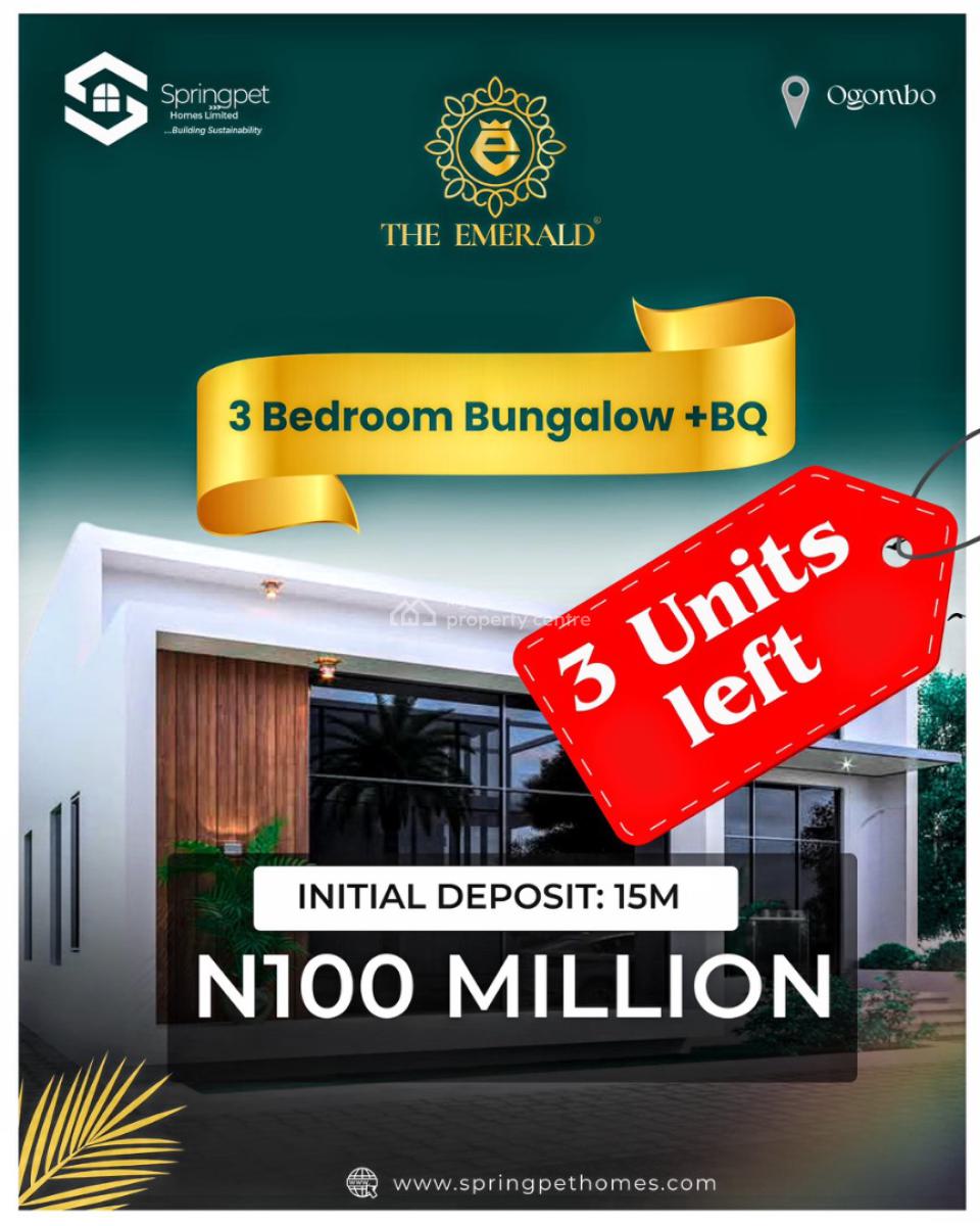 Luxury Beautiful Brand New 3 Bedroom Bungalow with Bq, Ogombo, Ajah, Lagos, Detached Bungalow for Sale
