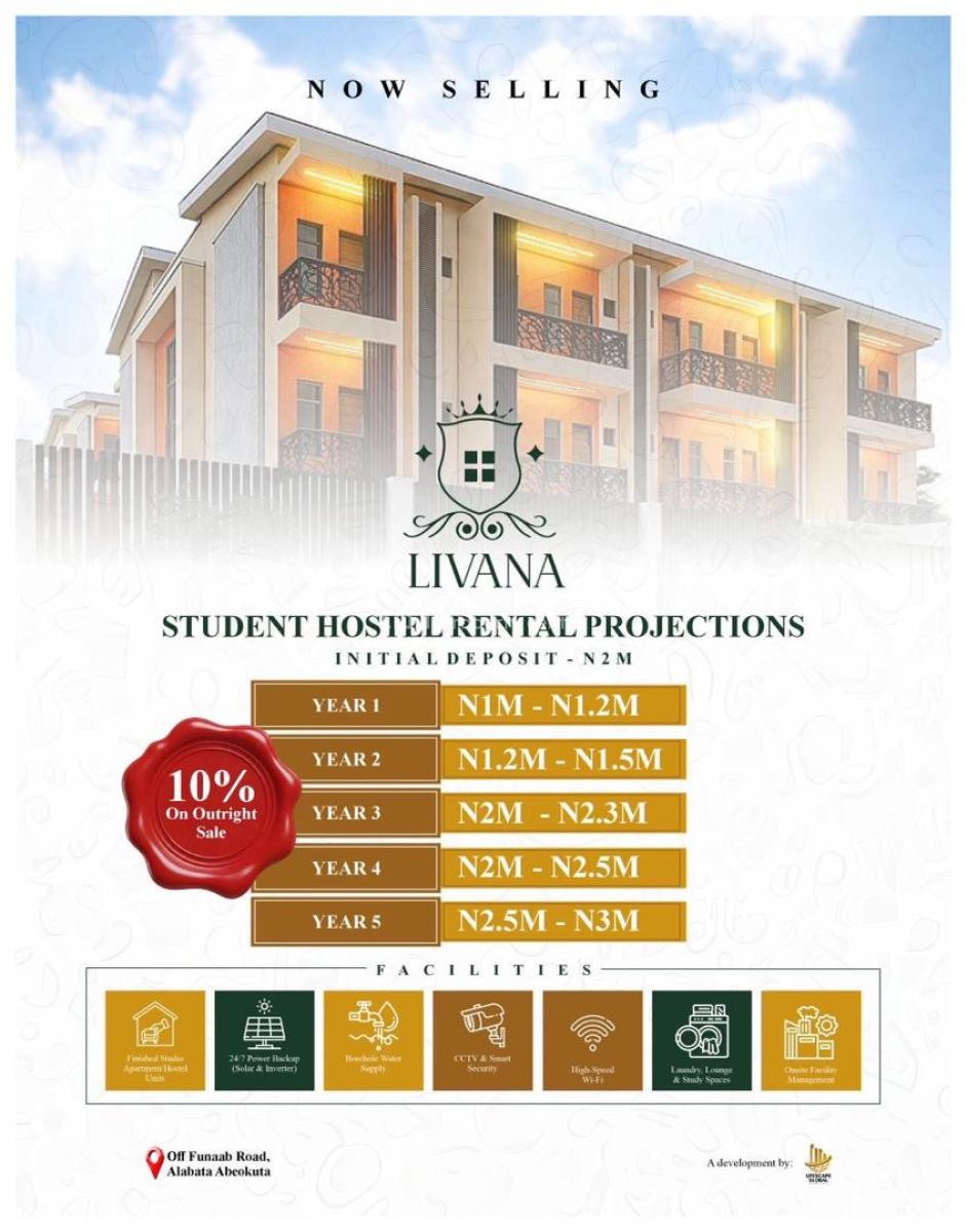 Most Affordable Studio Student Apartment in a Well Gated Estate, Abeokuta North, Ogun, Self Contain (single Rooms) for Sale