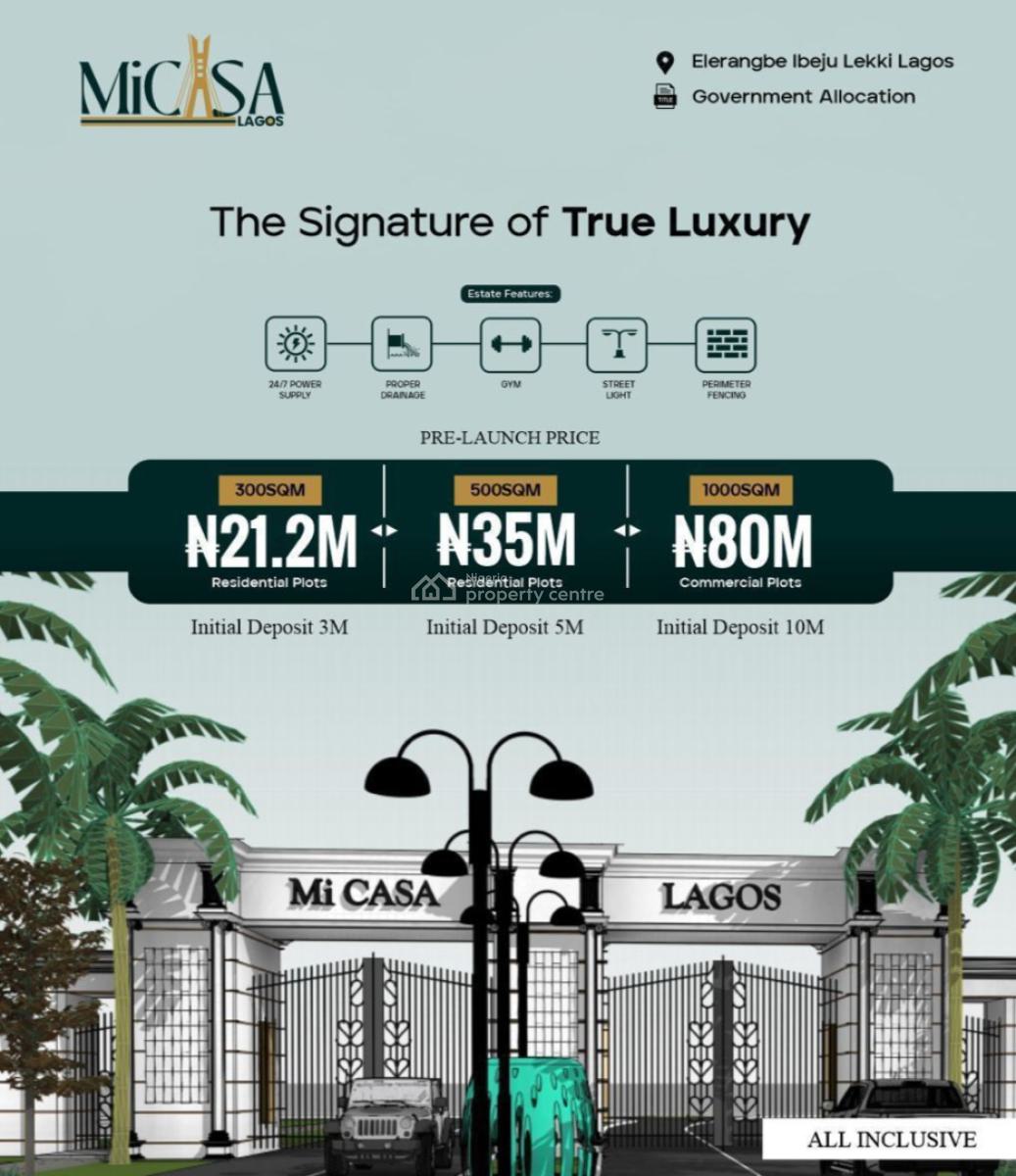 Plot of Land in Beautiful Location, Eleranigbe, Ibeju Lekki, Lagos, Mixed-use Land for Sale