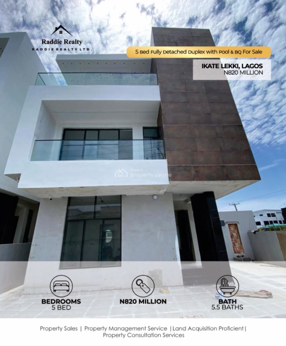 5 Bedroom Fully Detached Duplex with Pool, Ikate, Lekki, Lagos, Detached Duplex for Sale