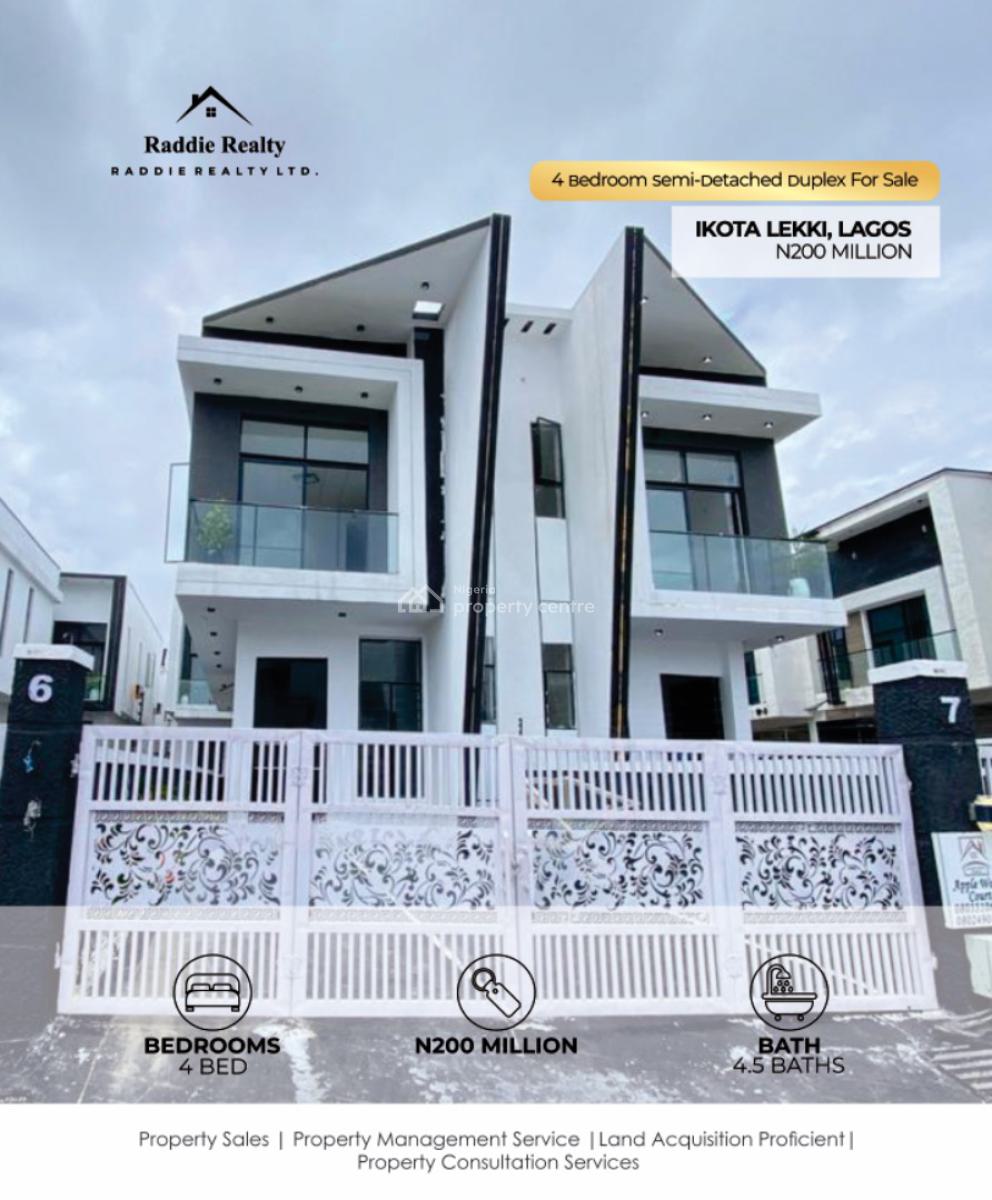 4 Bedroom Semi-detached Duplex, Ikota, Lekki, Lagos, Semi-detached Duplex for Sale