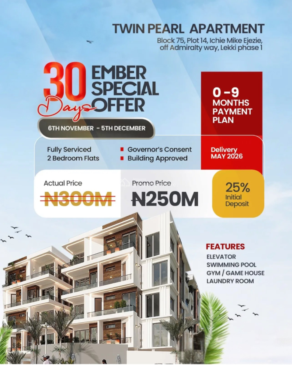 Luxury 2 Bedroom Apartment with Swimming Pool, Elevator, a Gym, Lekki Phase 1, Lekki, Lagos, Flat / Apartment for Sale