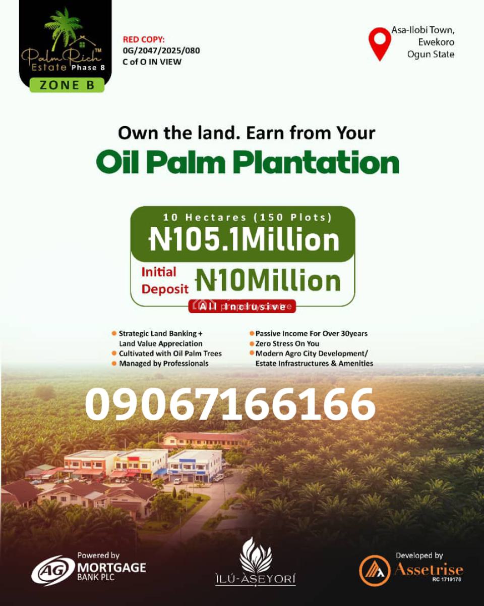 Plam Oil Is The New Gold!! Own an Oil Plantation Without The Street., 30-50 Years Earnings on Roi @ Ilu-aseyori, Ewekoro, Ogun, Mixed-use Land for Sale