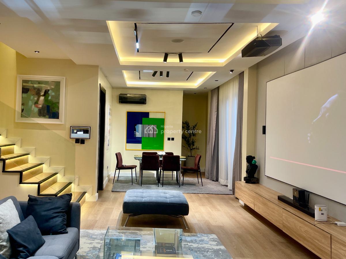 Aesthetically Detailed Three-bedroom Maisonette with Private Cinema, Located at Kunle Ogunba Street, Lekki Phase 1, Lekki, Lagos, Flat / Apartment Short Let