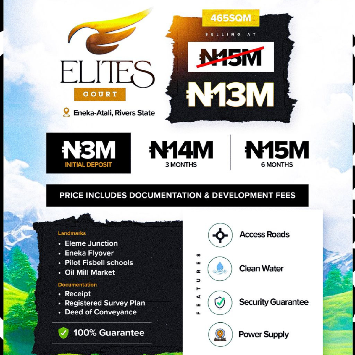 Premium Land 465sqm-elite Court, Atali, Eneka, Port Harcourt, Rivers, Residential Land for Sale