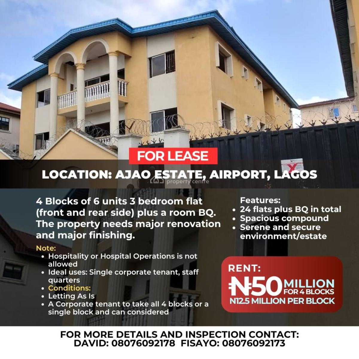 6 Units of 3 Bedroom Flats, Ajao Estate, Ikeja, Lagos, Mini Flat (room and Parlour) for Rent