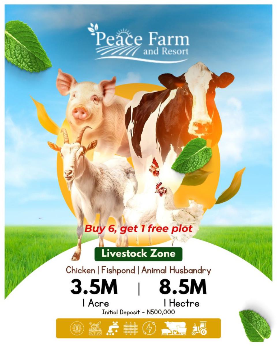 Most Cheapest Farmland Purely for Livestock Farming, Peace Farm & Resort Ajebo Buy 6 Plots and Get 1 Plot Free! in Acres, Obafemi Owode, Ogun, Commercial Land for Sale