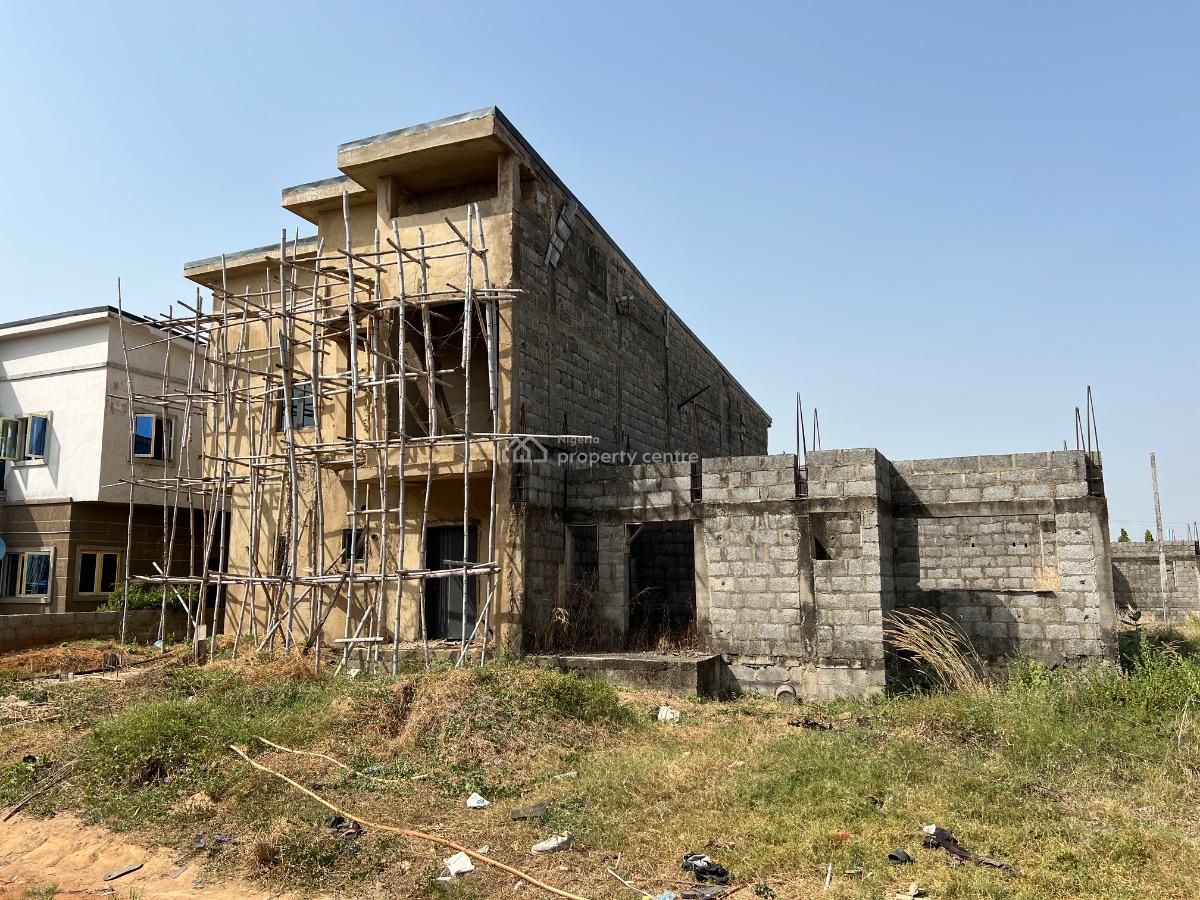 Uncompleted 4-bedroom Semi-detached Duplex with Bq at Lugbe, Abuja, Close to Dunamis Church Headquarters, Lugbe District, Abuja, Semi-detached Duplex for Sale