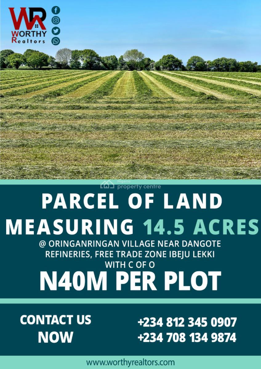Parcel of Land Measuring 14.5 Acres, Oringanringan Village Near Dangote Refineries, Ibeju Lekki, Lagos, Land for Sale