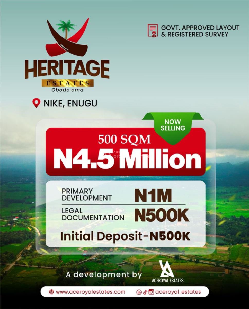 Buy and Build Land in a Serene Fast Growing Location with C of O, Heritage Estate, Enugu, Enugu, Residential Land for Sale