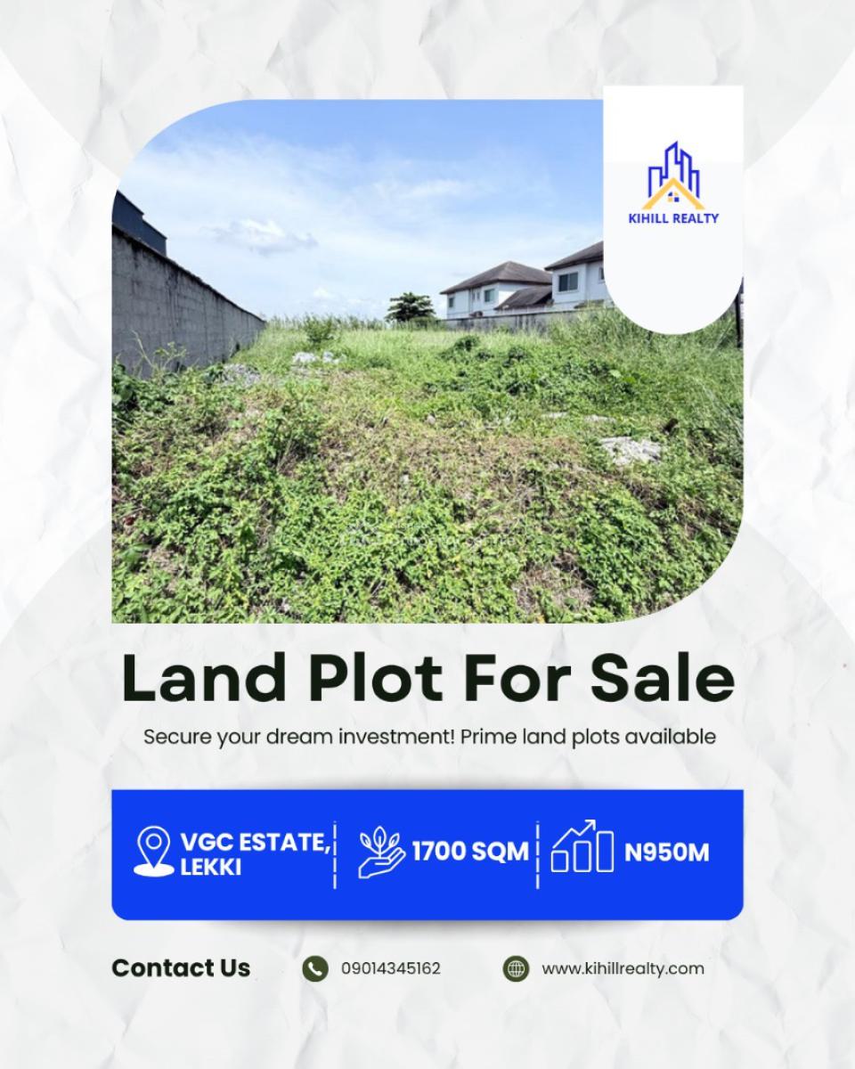 Waterfront Land of 1700sqm, Vgc, Lekki, Lagos, Residential Land for Sale