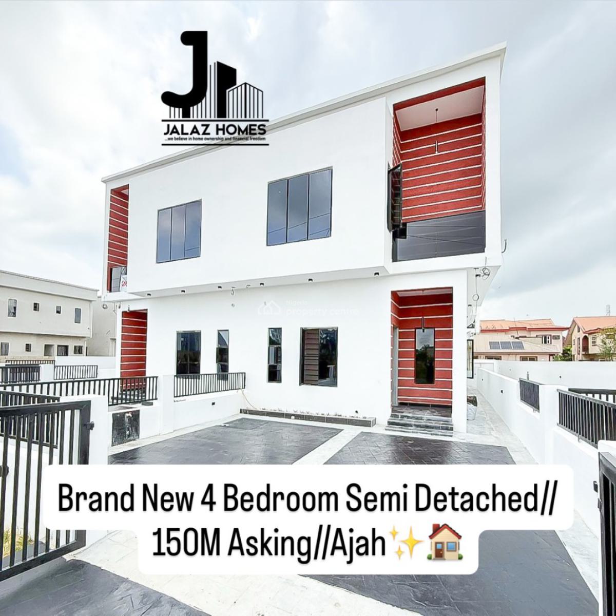 Brand New 4 Bedroom Semi Detached Home, Ajah, Lagos, House for Sale