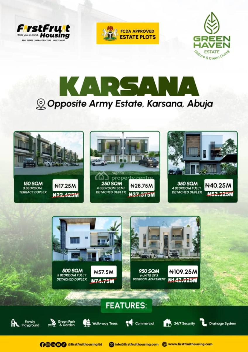Premium Located 250sqm Land - 4 Bedroom Duplex, Green Haven Estate, Karsana, Abuja, Residential Land for Sale