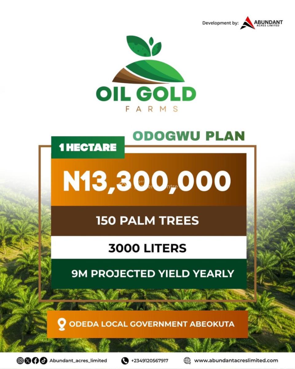 Make Huge Annual Return By Owning an Affordable Oil Gold Farm Land, Most Affordable Farm Land in Odera Local Government, Abeokuta, Abeokuta North, Ogun, Industrial Land for Sale