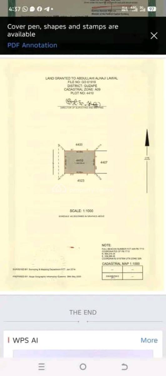 1160sqm of a Residential Land in Guzape, Guzape District, Abuja, Residential Land for Sale