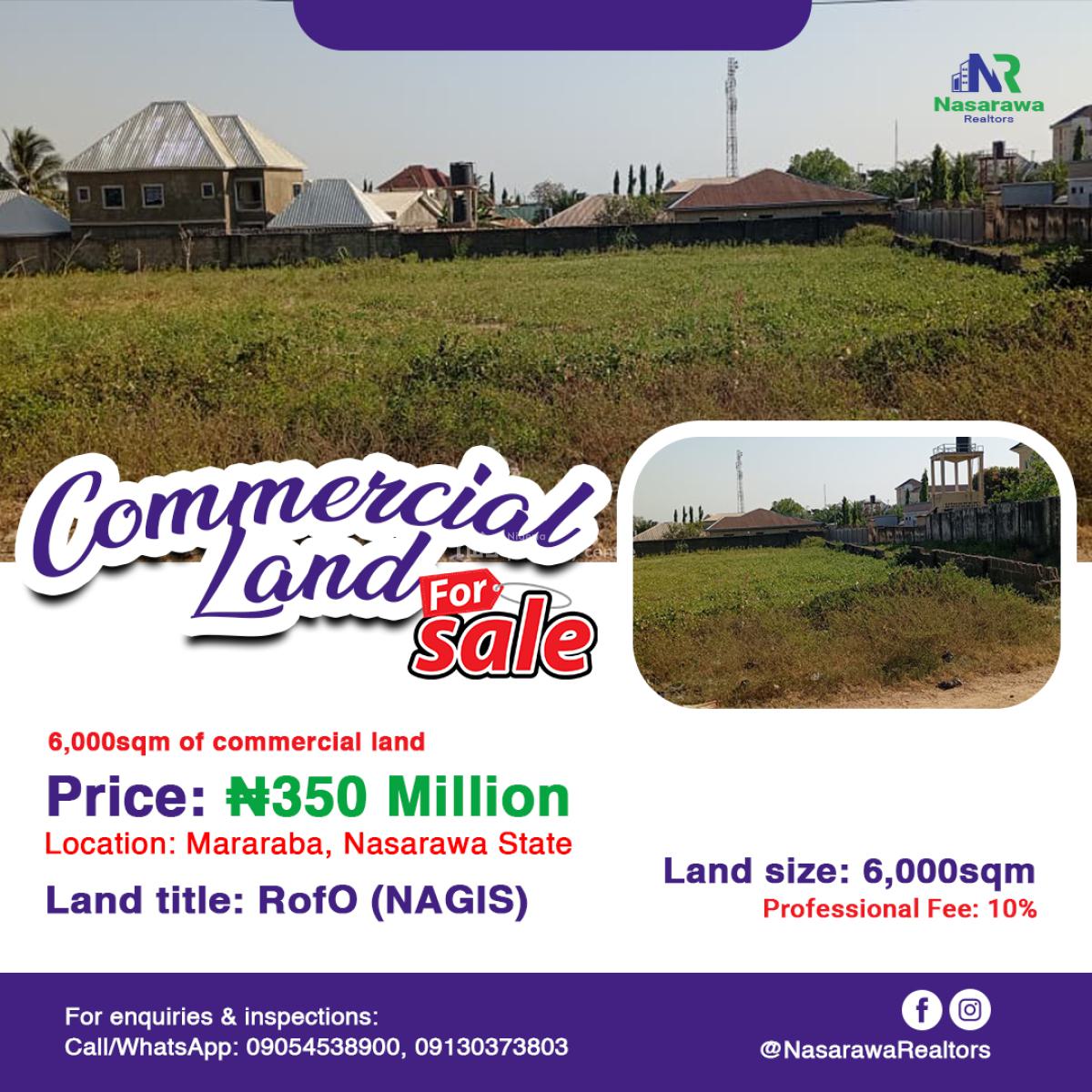 a 6,000sqm Commercial Land Is Available, Maraba, Karu Nasarawa State, Karu, Nasarawa, Commercial Land for Sale