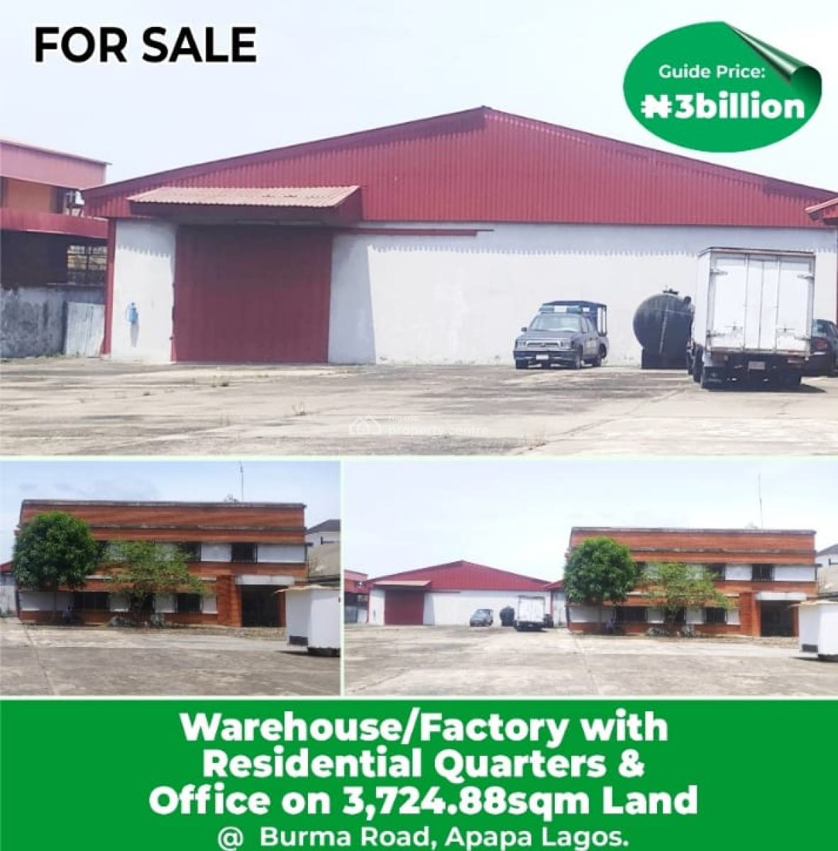a Warehouse/factory with Residential Quarters and Offices Space, Burma Road, Apapa, Lagos, Warehouse for Sale