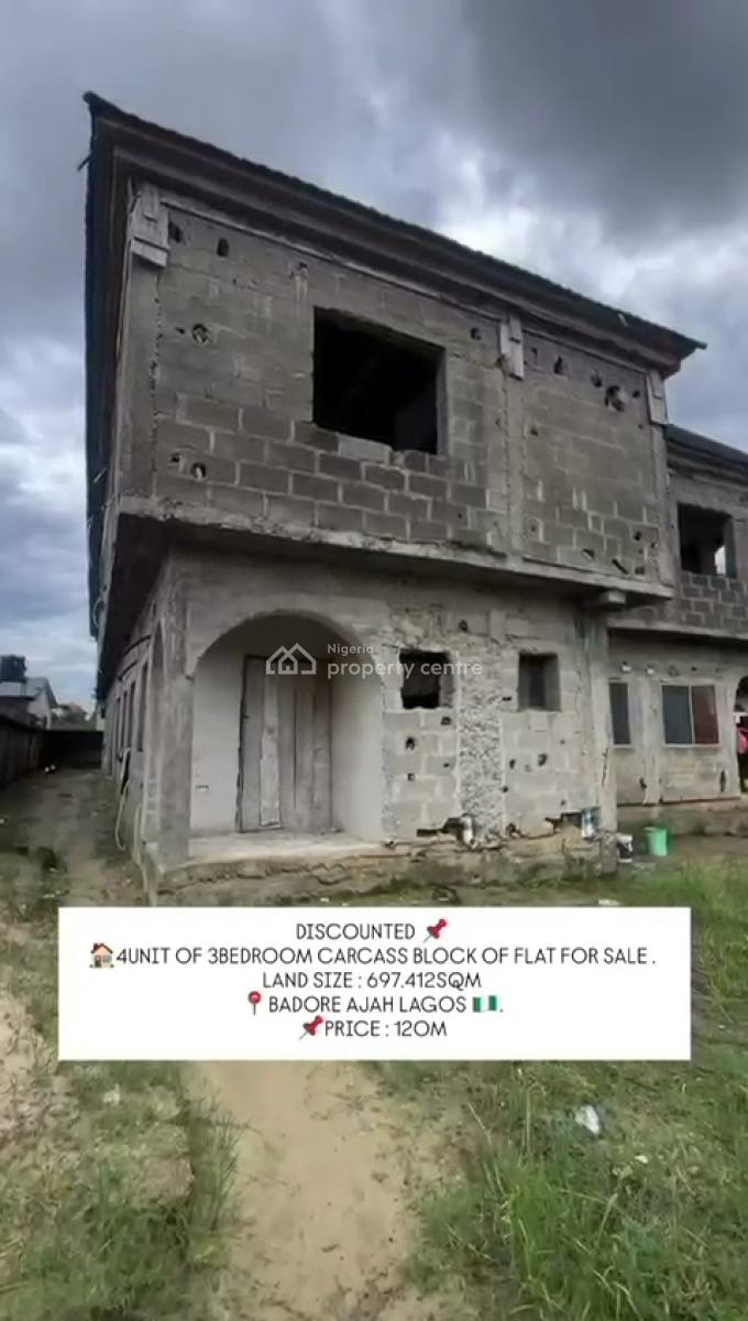 Exquisite 4 Units 3 Bedroom Carcass Blocks of Flat, Badore, Ajah, Lagos, House for Sale