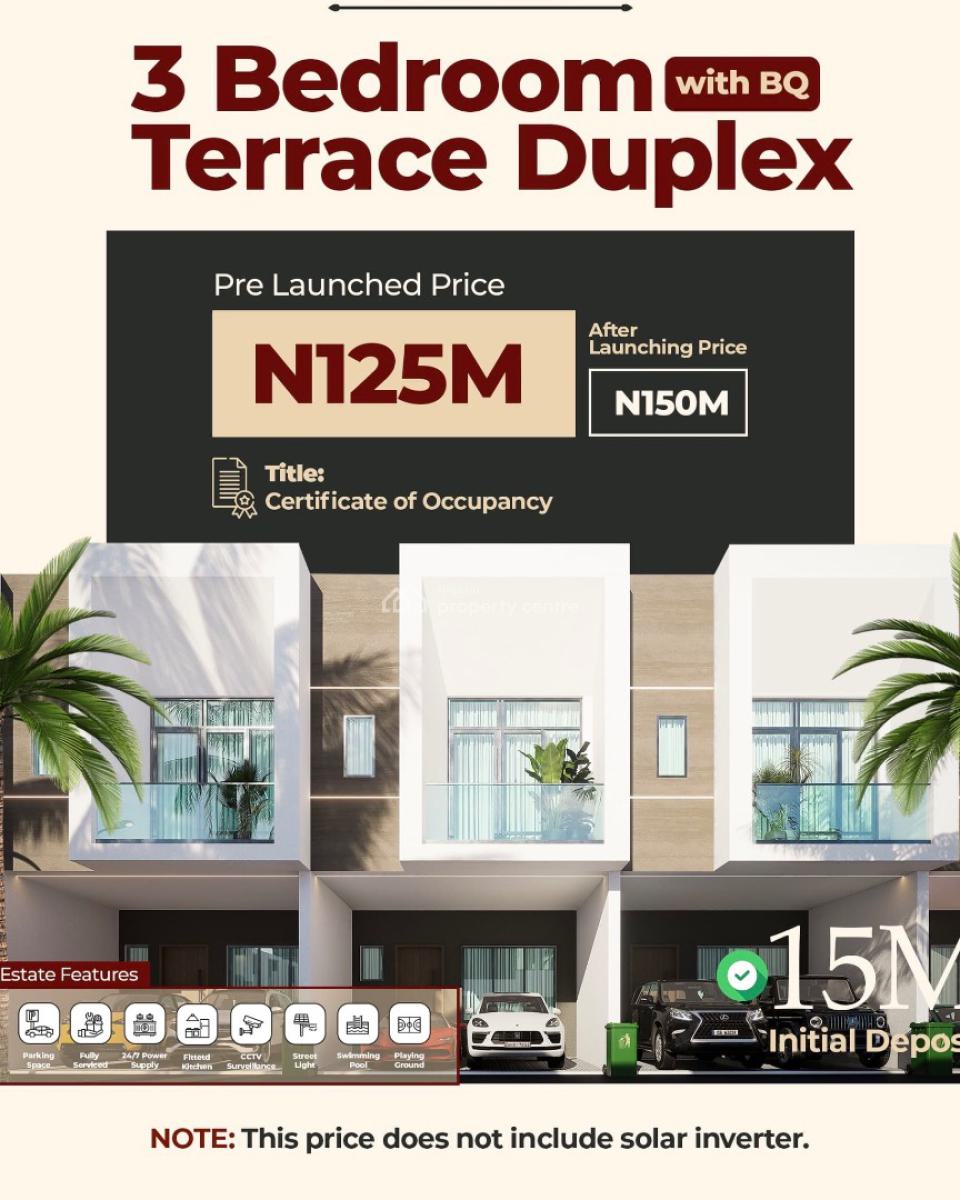 Luxury 3 Bedroom Terraced Duplex with Excellent Facilities, Sangotedo, Ajah, Lagos, Terraced Duplex for Sale