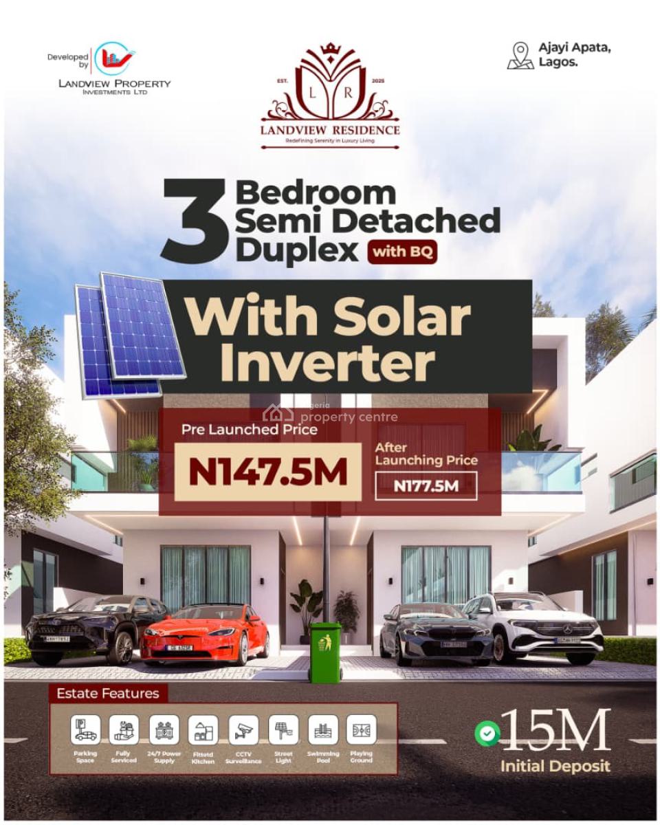 3 Bedroom Semi Detached Duplex with Solar, Ajayi Apata Sangotedo Ajah Lagos, Ajah, Lagos, Semi-detached Duplex for Sale