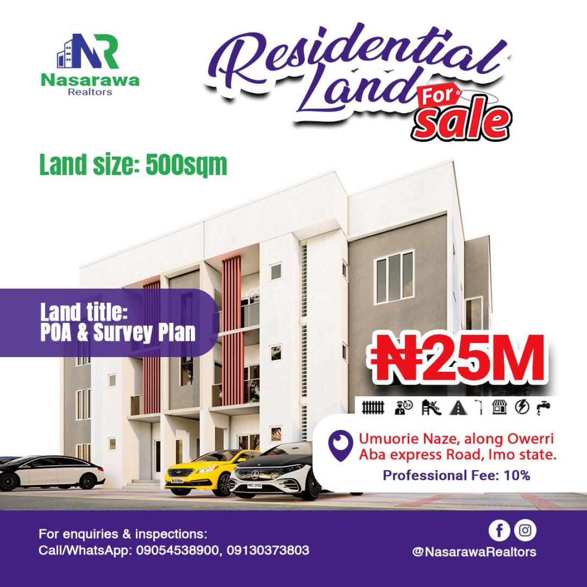 500sqm Residential Plot  Is Available, Umuorie Naze, Owerri North, Imo, Residential Land for Sale