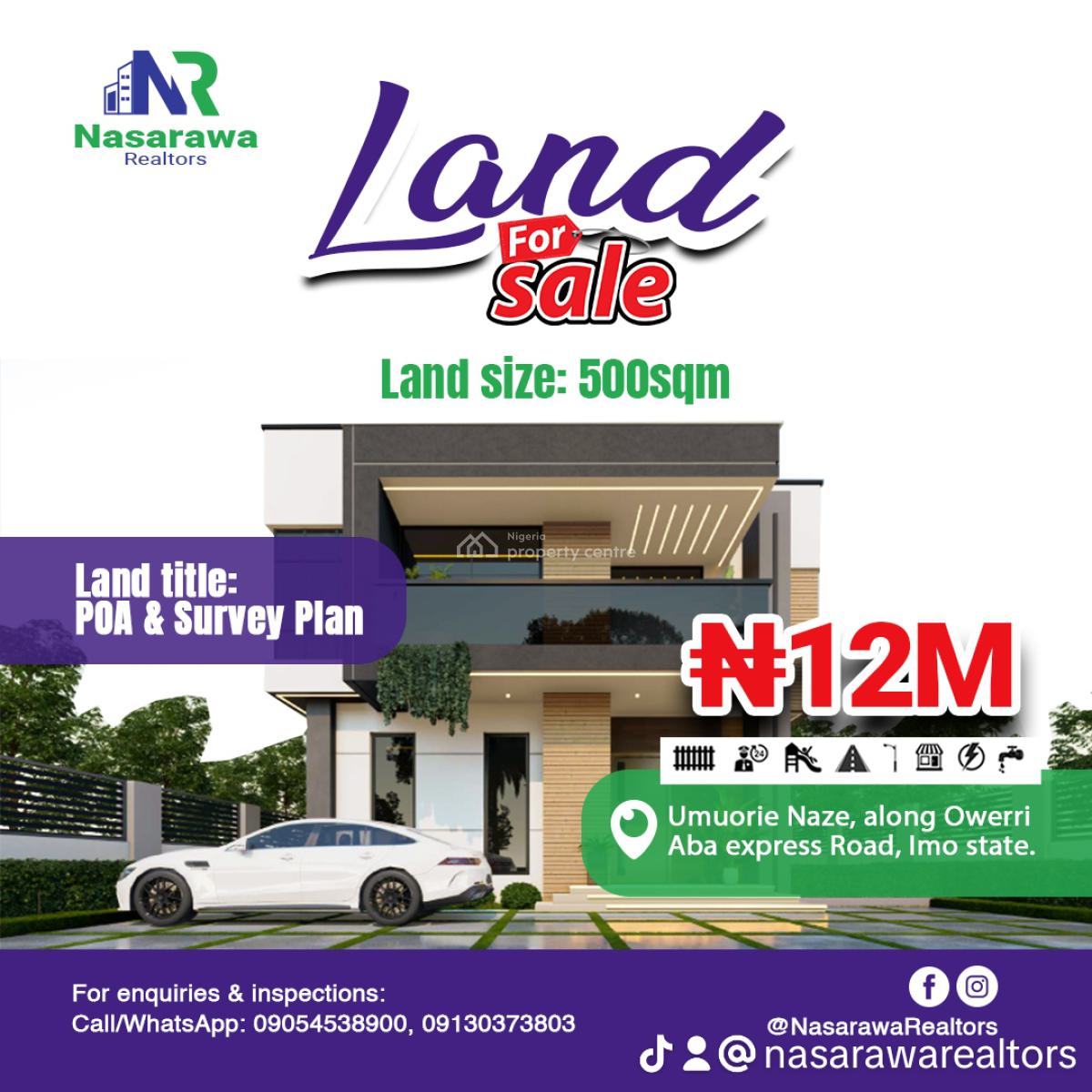 500sqm Residetial Plot New in The Market, Umuorie Naze, Owerri North, Imo, Residential Land for Sale