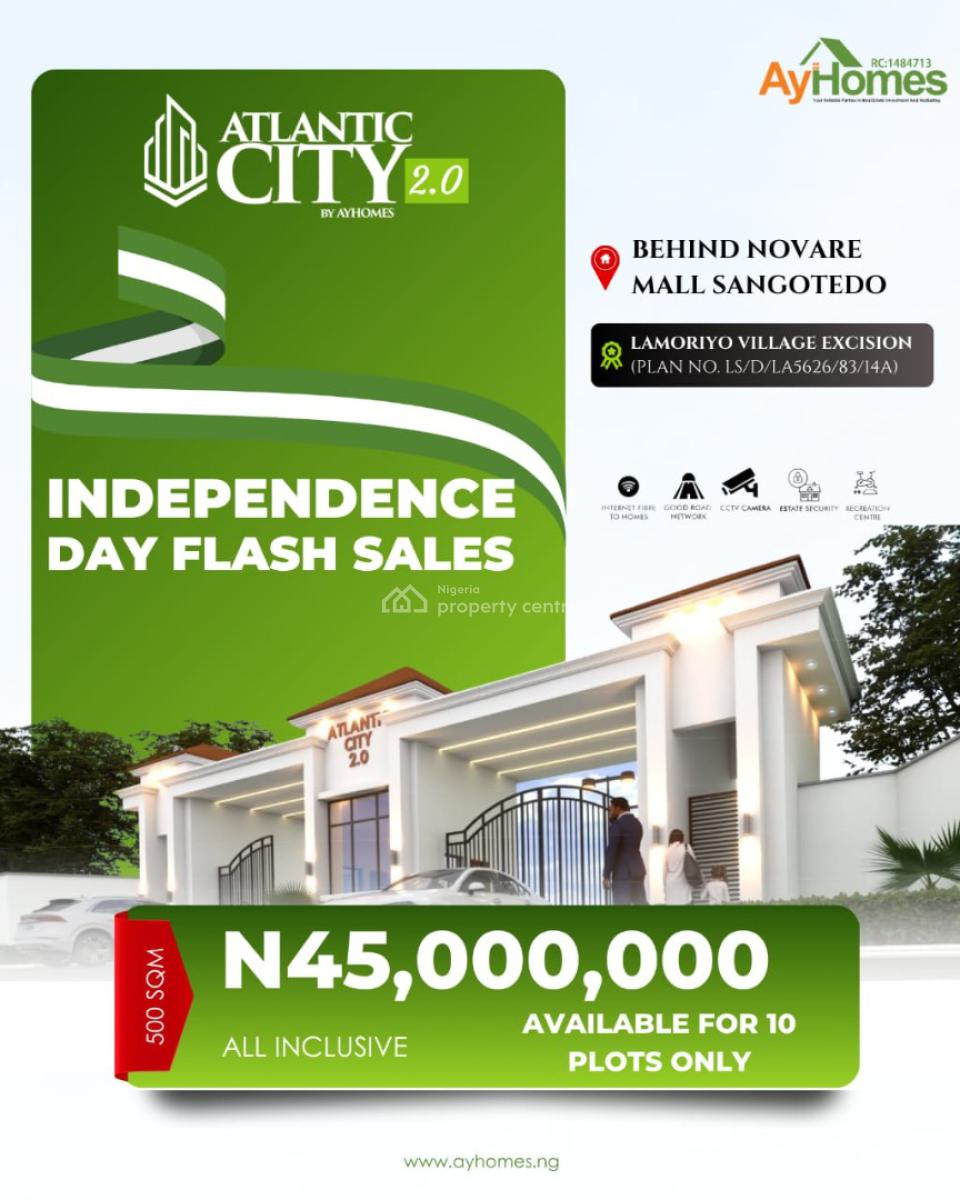 Plots of Land in a Beautiful Fast Growing Corridor, Behind Novare Mall Sangotedo Atlantic City Estate, Sangotedo, Ajah, Lagos, Mixed-use Land for Sale