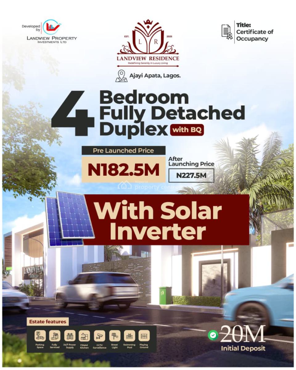 Spacious and Lovely 4 Bedroom Terrace Duplex with Bq, Landview Residence Estate, Sangotedo, Ajah, Lagos, Terraced Duplex for Sale