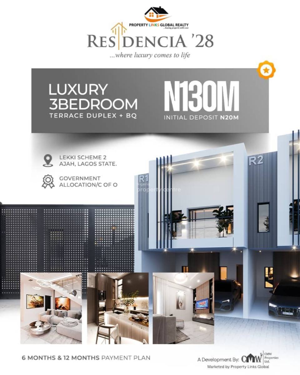 C of O Luxury 3 Bedroom Detached Duplex, Residencia 28, Estate for Sale Lekki Scheme Ii, Ajah, Lagos, Detached Duplex for Sale