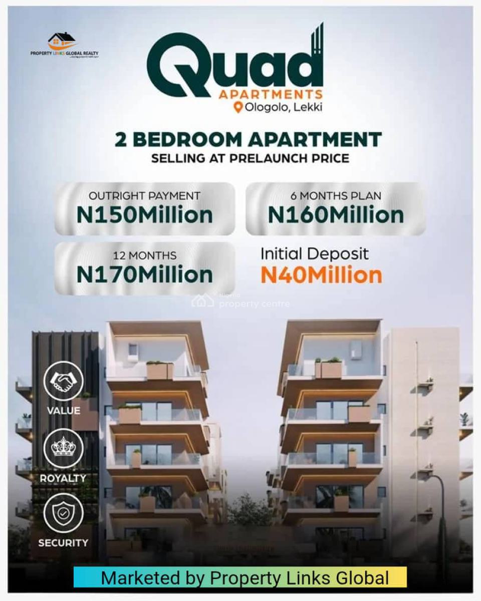 2 Bedroom Beautiful Apartment with Well-laid Road Network, Quad Apartments for Sale at Ologolo, Lekki, Lagos, Flat / Apartment for Sale