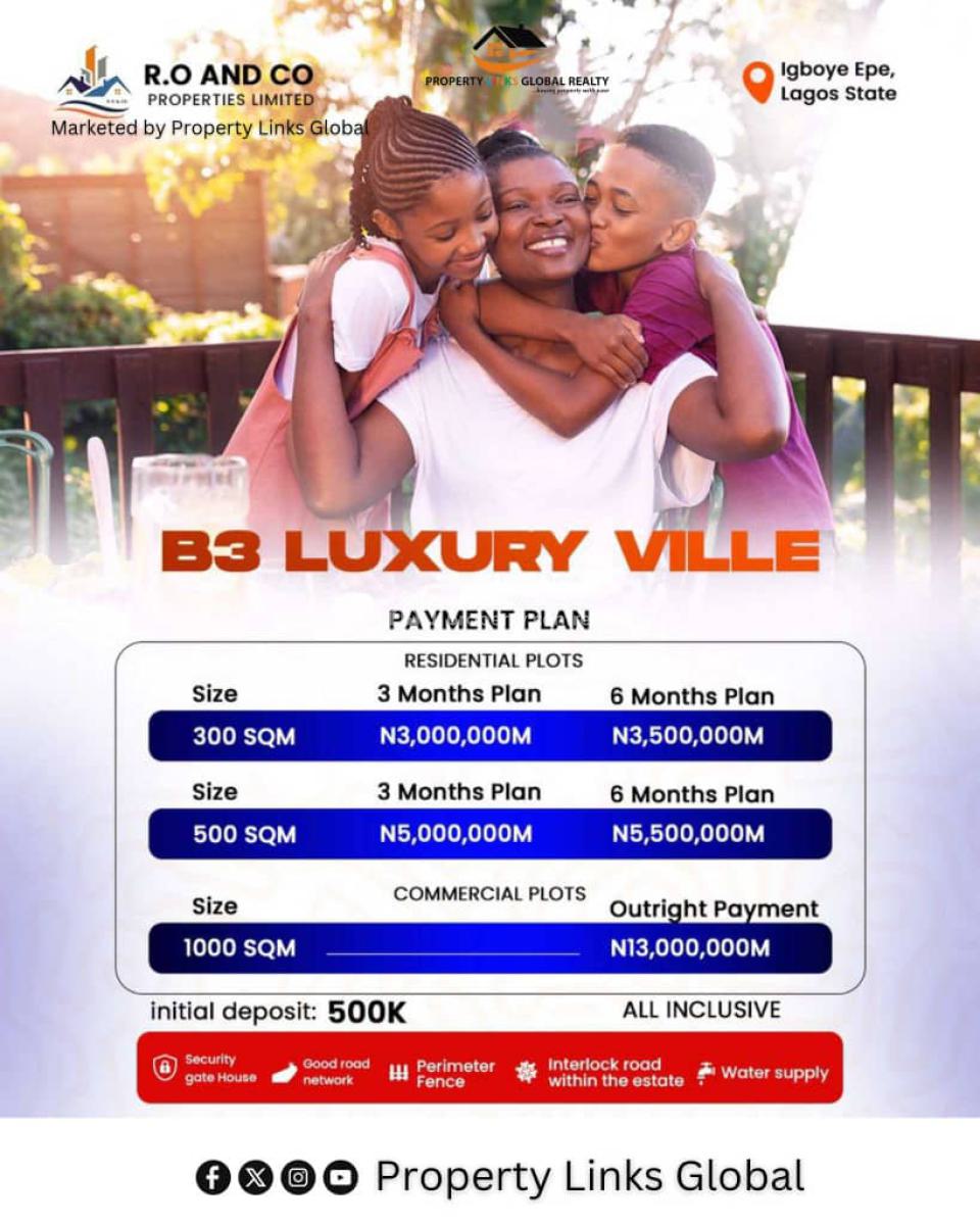 Land Verified Close to Lagos State University Epe Campus, B3 Luxury Ville Close to Alaro City & Epe Resort, Epe, Lagos, Mixed-use Land for Sale