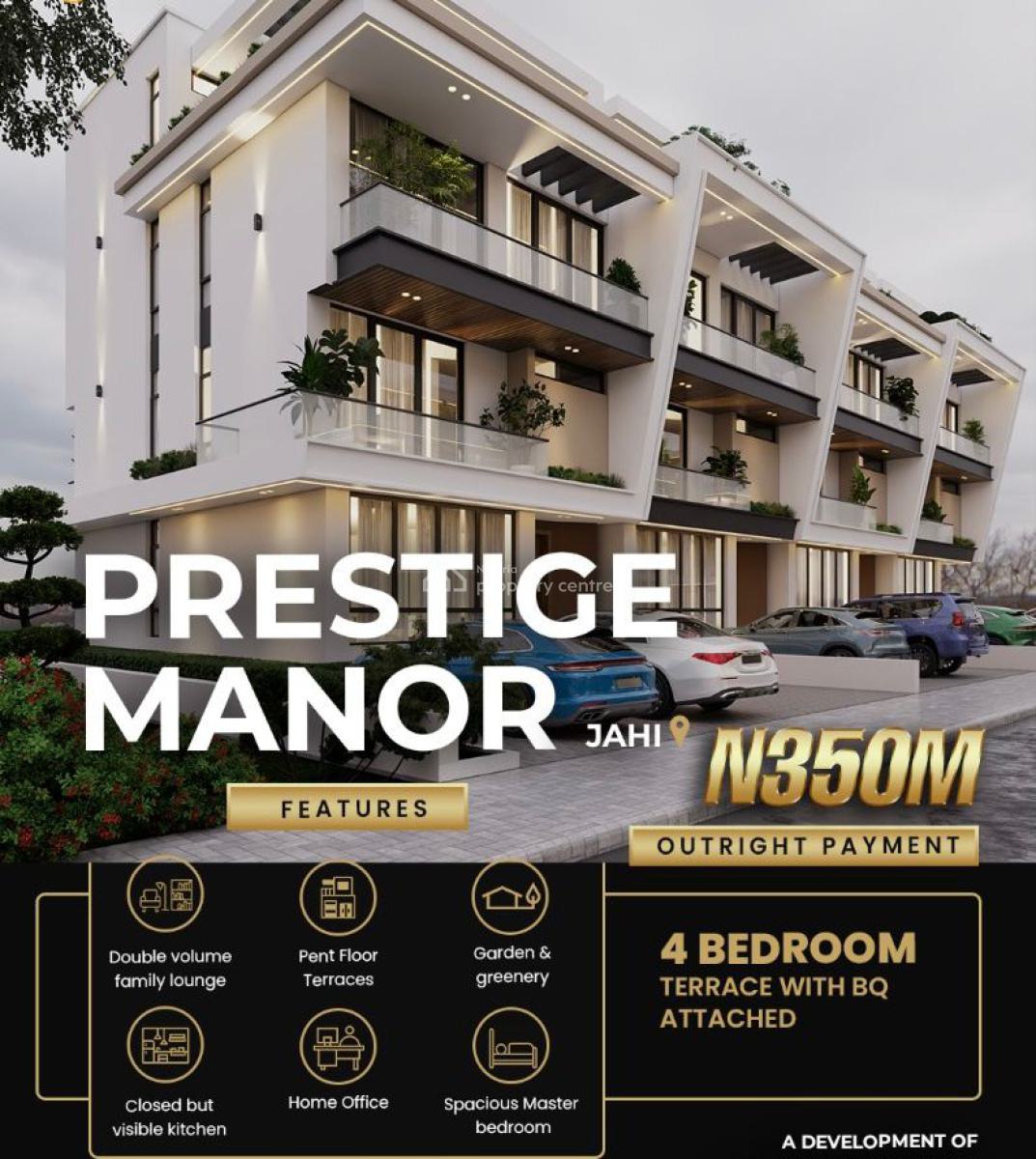 4bedroom Terraced +bq, Jahi, Abuja, Terraced Duplex for Sale