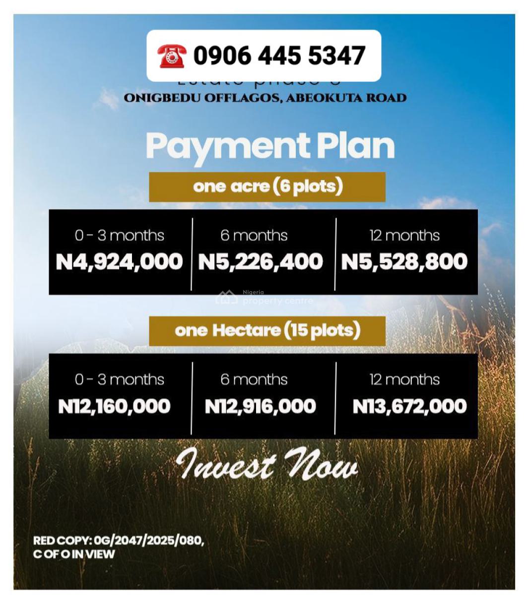 Acres and Hectares Palm Oil Farmland at Onigbedu, Ewekoro Ogun State, Onigbedu Off Lagos-abeokuta Expressway, Ewekoro, Ogun, Land for Sale