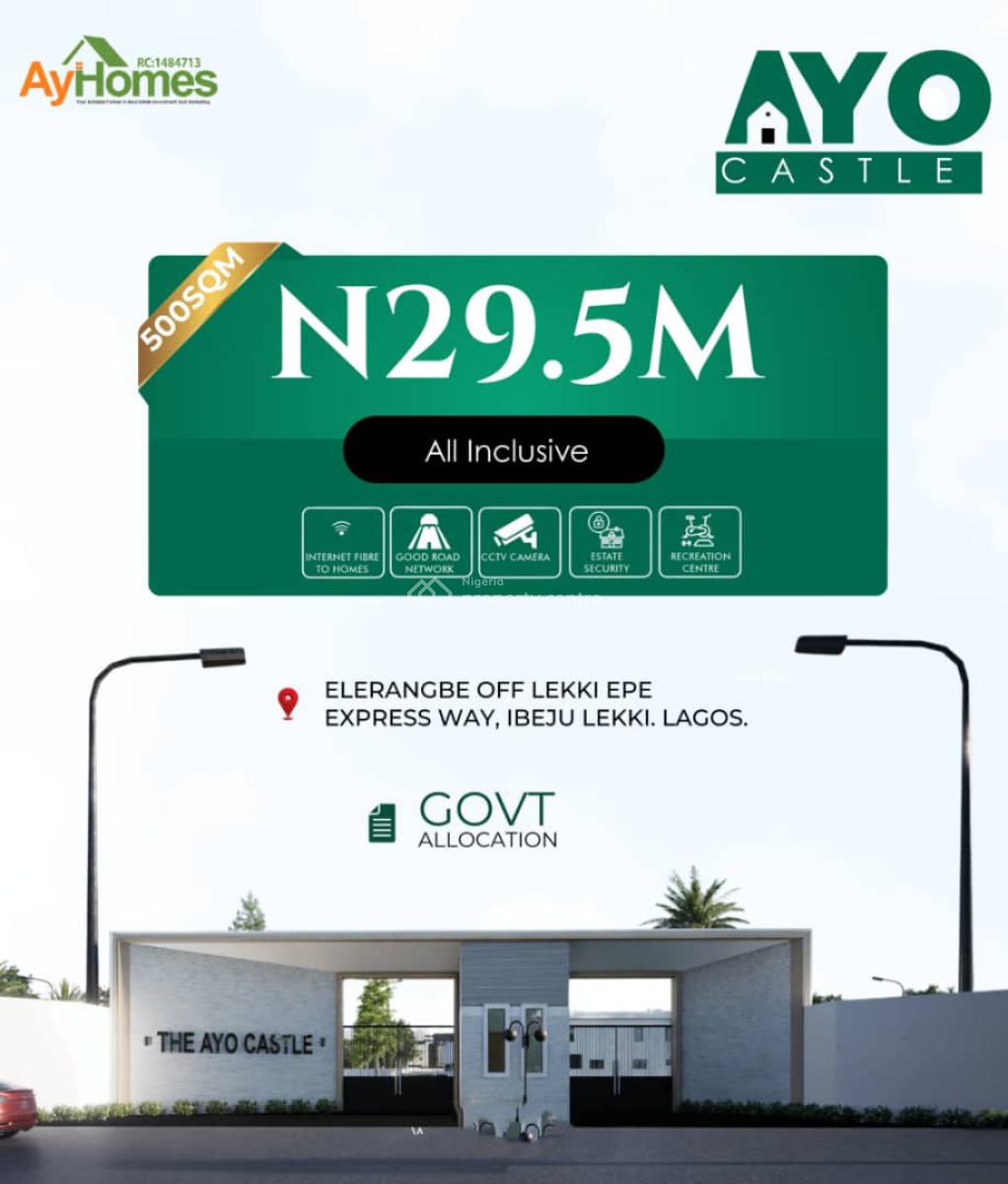 Land with Government Allocation, Ayo Castle Located at Elerangbe Off Lekki Epe Expressway, Ibeju Lekki, Lagos, Residential Land for Sale