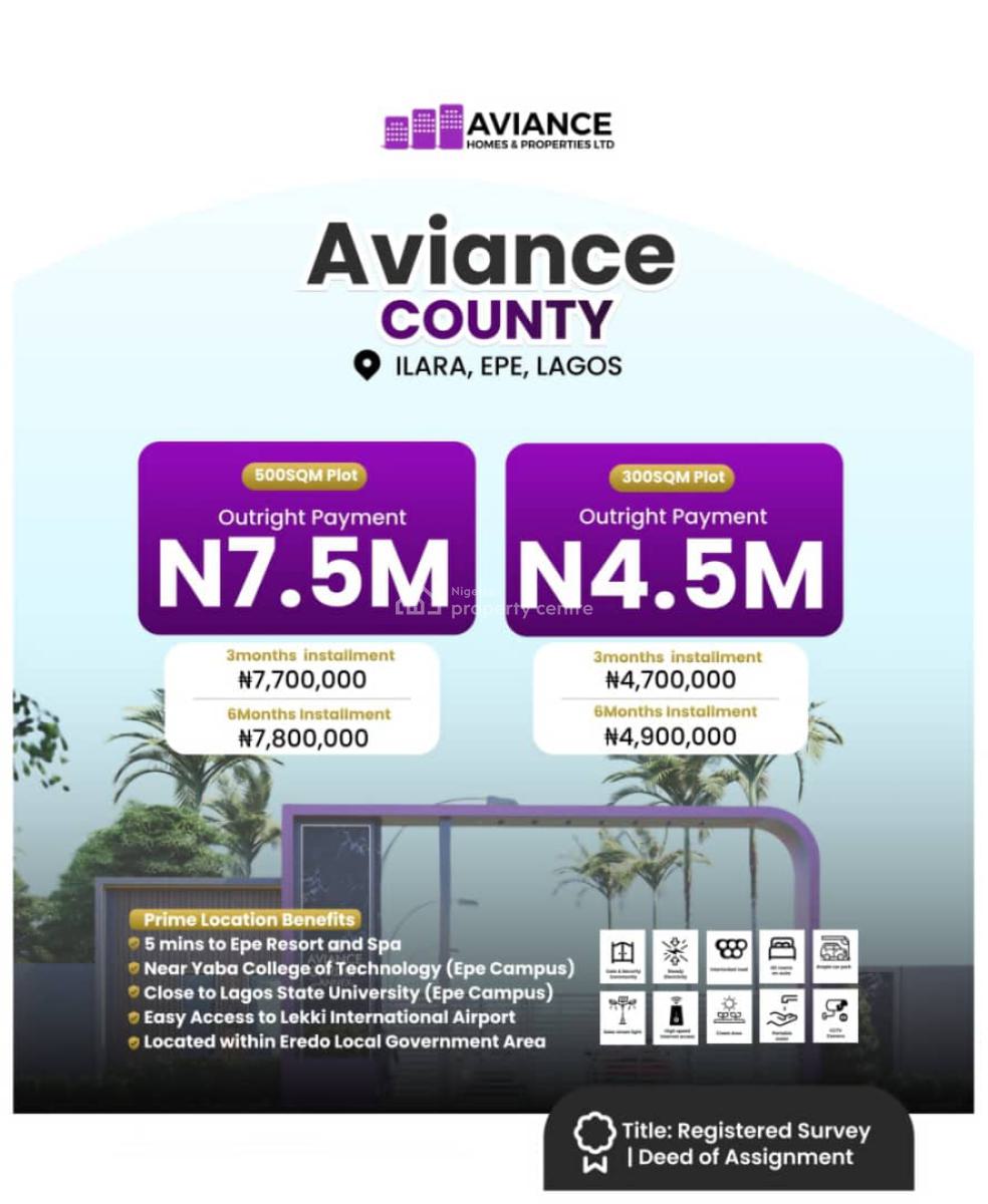 Land with Premium Amenities, Aviance County Located at Ilara Selling Fast, Epe, Lagos, Residential Land for Sale