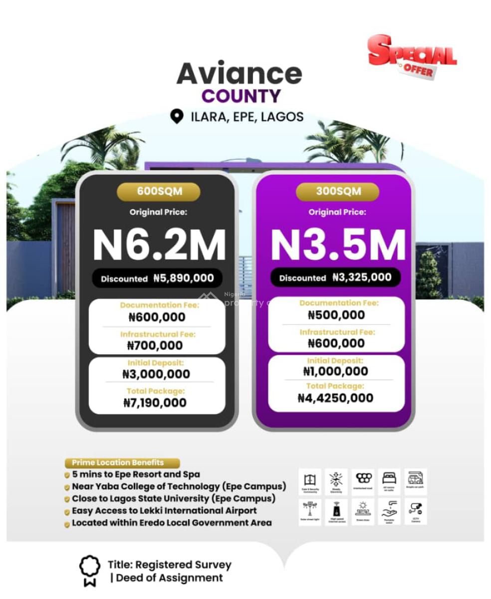Land with Premium Amenities, Aviance County Located at Ilara Selling Fast, Epe, Lagos, Residential Land for Sale
