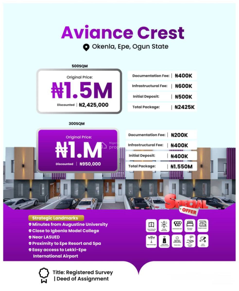 Land with Flexible Payment Plans, Aviance Crest Located at Okenla with 5% Discount, Epe, Lagos, Residential Land for Sale